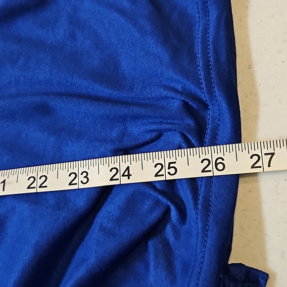 Emme Jordan Womens Plus Royal Blue Leopard Chic Shoes Tie Front Short Sleeve Top - Picture 12 of 12